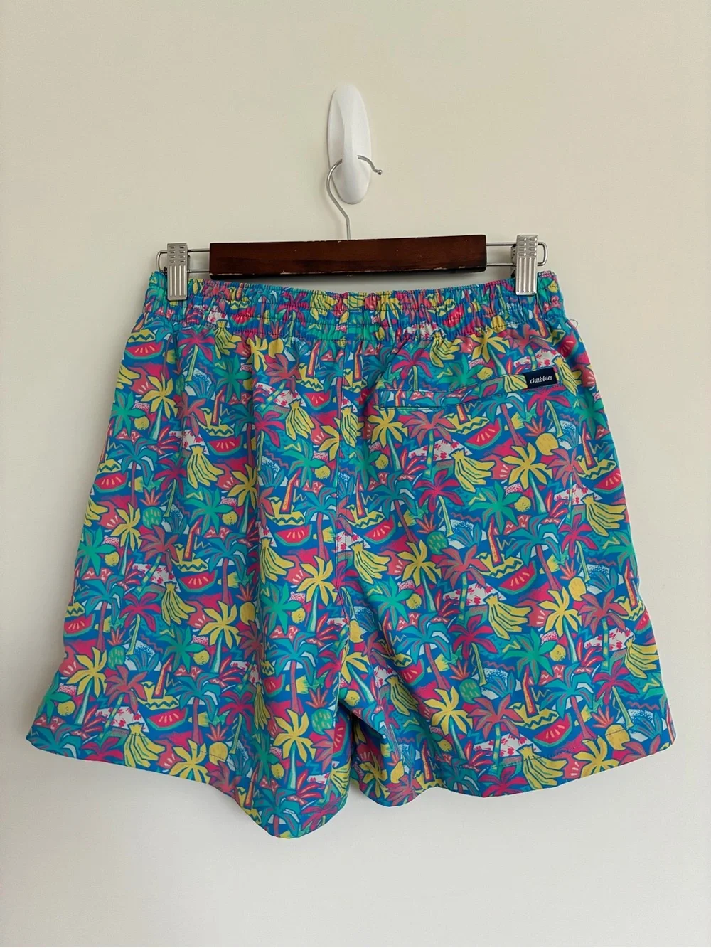 chubbies Teal Multi Tropical Drawstring swim shorts size m 5.5 inseam